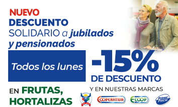 Nuevo Descuento Solidario a Jubilados y Pensionados - Todos los Lunes 15% de Descuento en Futras, Hortalizas y en Nuestras Marcas